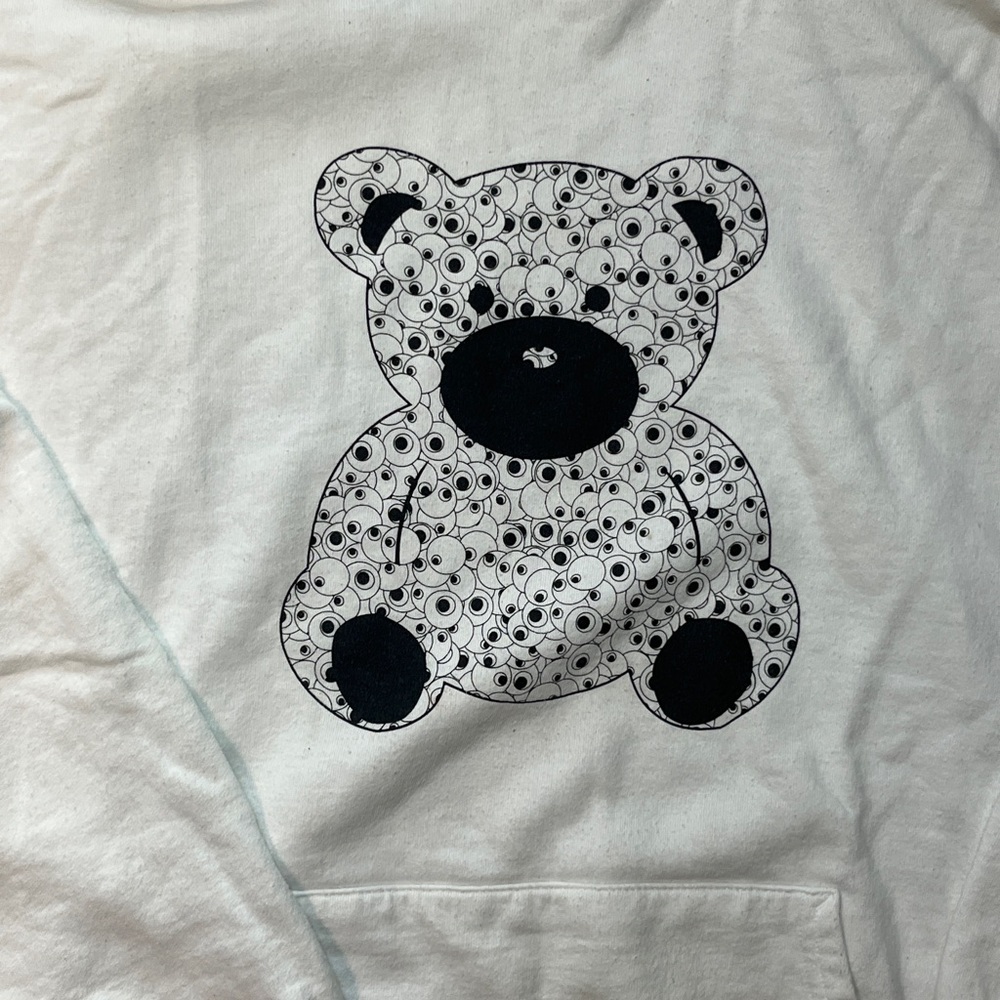 Googly Eye Bear Pullover Hoodie - Cream - Men's/Unisex Size XL - Picture 2 of 7